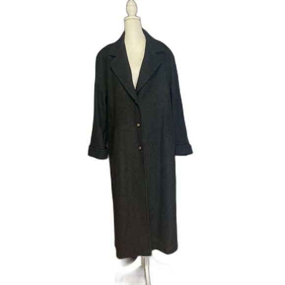 Vintage Jofeld Forstmann Wool Blend Coat Size 16 Long Black 80s Classic - Picture 9 of 16